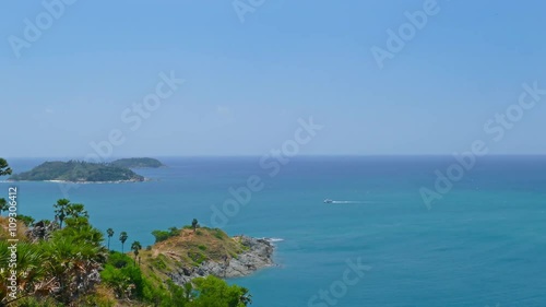 Wallpaper Mural Beautiful turquoise ocean panorama with boats and coastline, Phuket, Thailand, 4k
 Torontodigital.ca