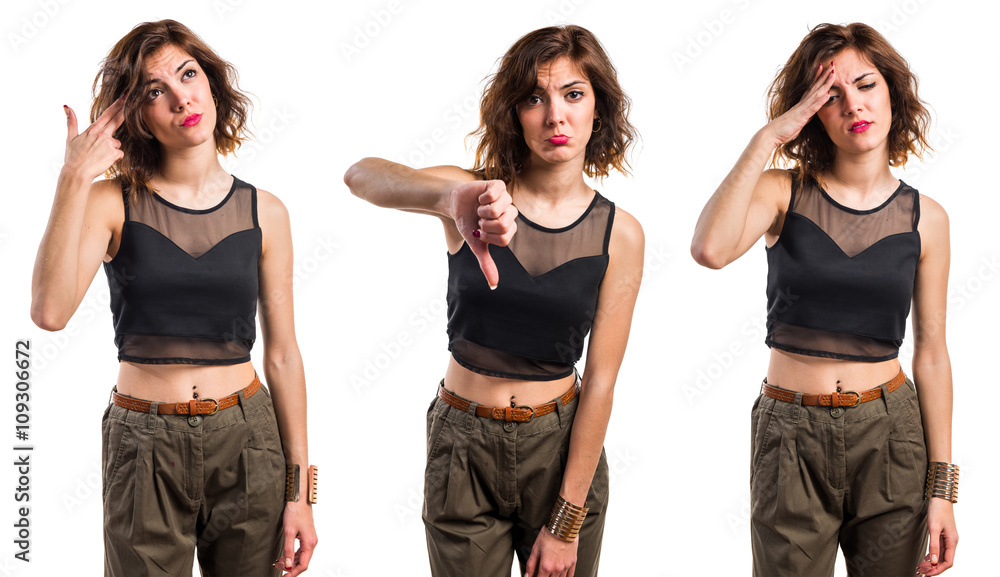 Fototapeta premium Woman doing bad signal