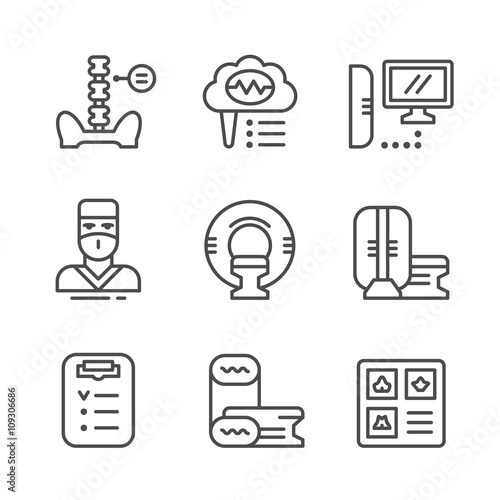 Set line icons of magnetic resonance imaging
