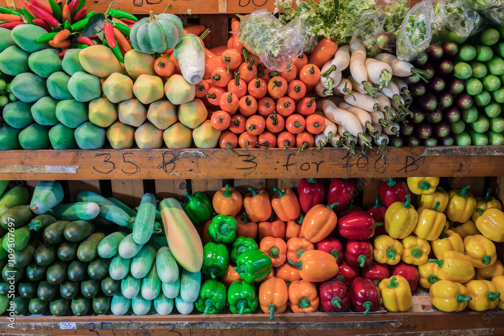 Varieties of artificial vegetables  selling in the flea market