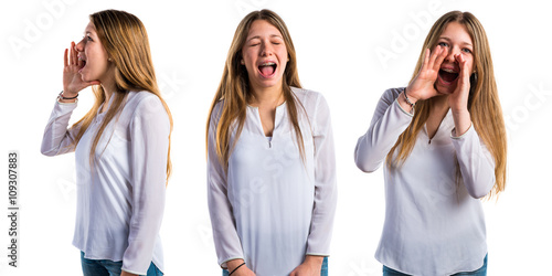 Angry teen girl shouting