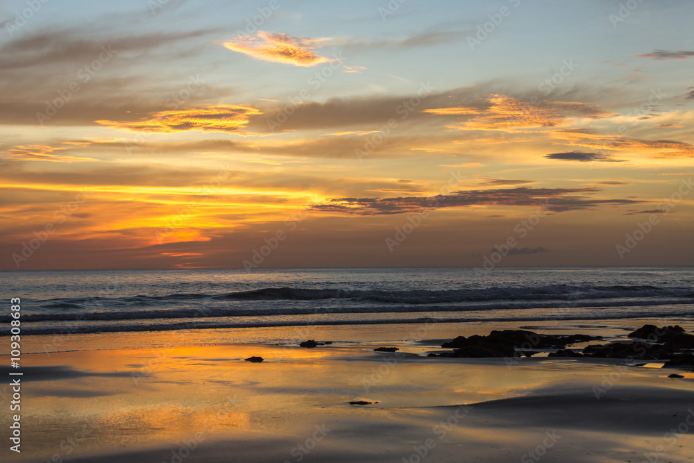 Beautiful sunset in Playa Negra, Costa Rica, Central America.