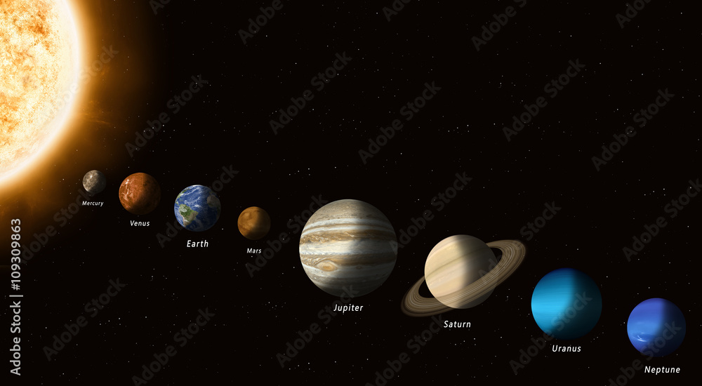 Obraz premium Sun And Solar System Planets