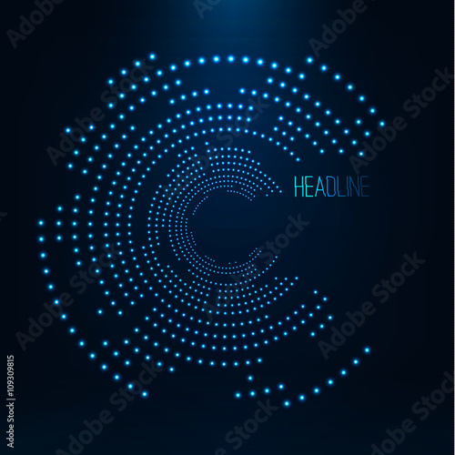 Abstract geometric technology shape of glowing particles .