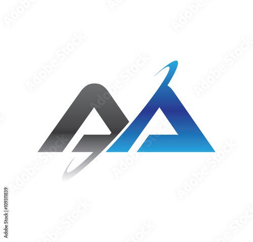aa initial logo with double swoosh blue and grey