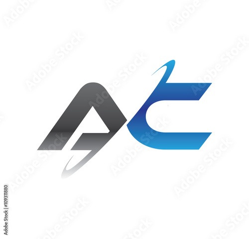 ac initial logo with double swoosh blue and grey