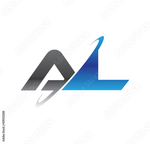 al initial logo with double swoosh blue and grey