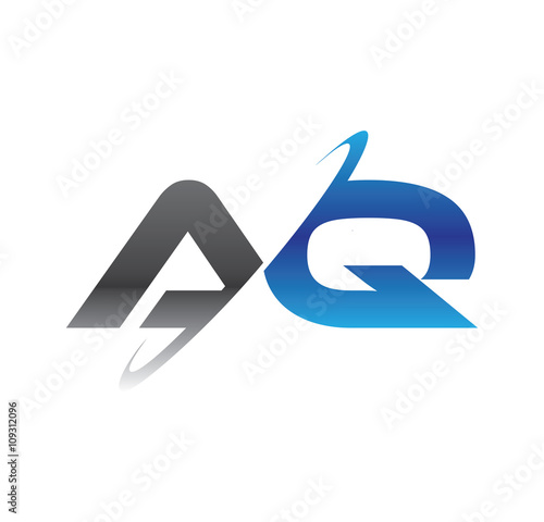 Free Download aq initial logo with double swoosh blue and grey - GFXLoad
