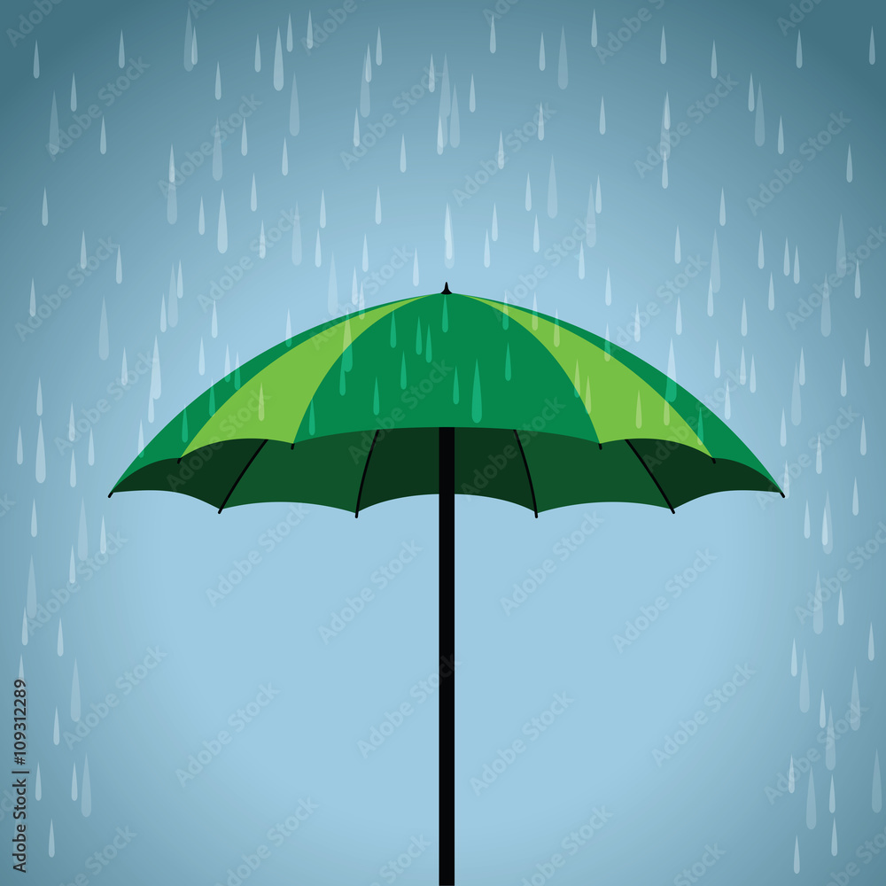 green umbrella rain background
