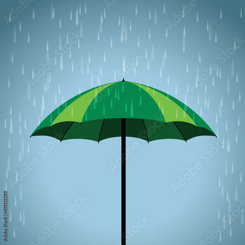 green umbrella rain background