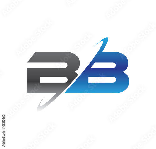 bb initial logo with double swoosh blue and grey