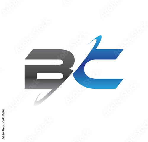 bc initial logo with double swoosh blue and grey