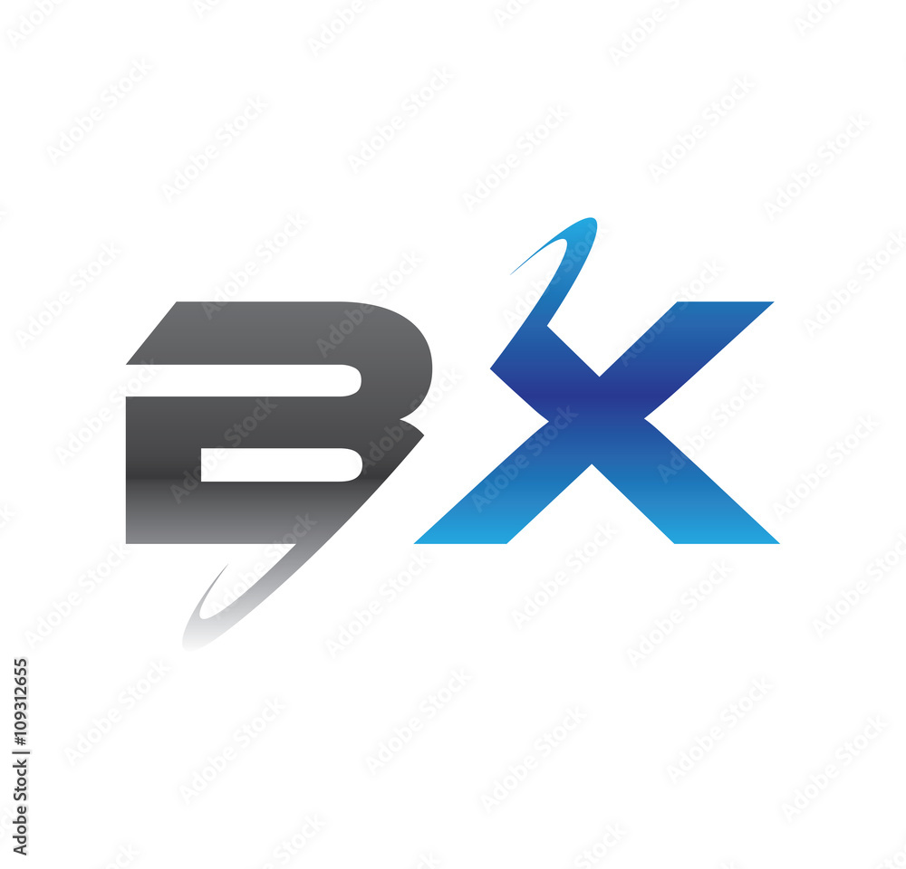 bx initial logo with double swoosh blue and grey