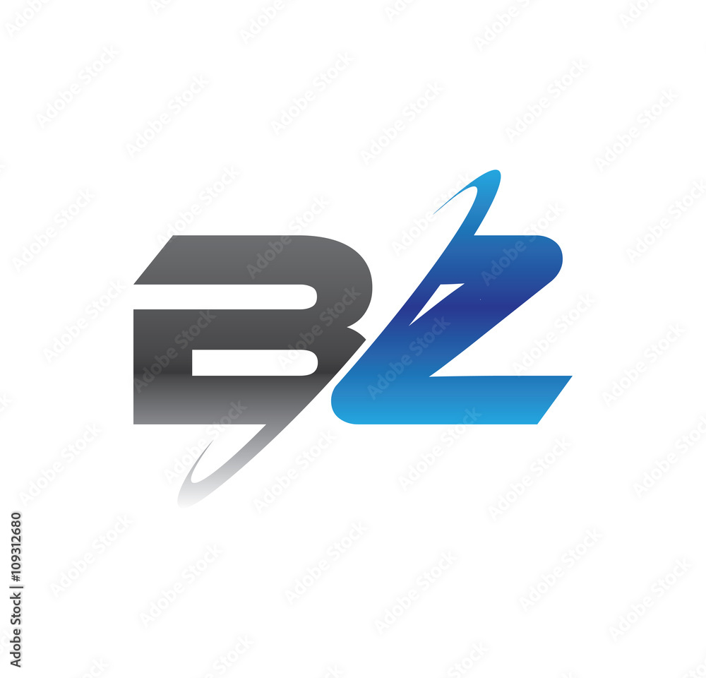 bz initial logo with double swoosh blue and grey bz initial logo with double swoosh blue and grey
