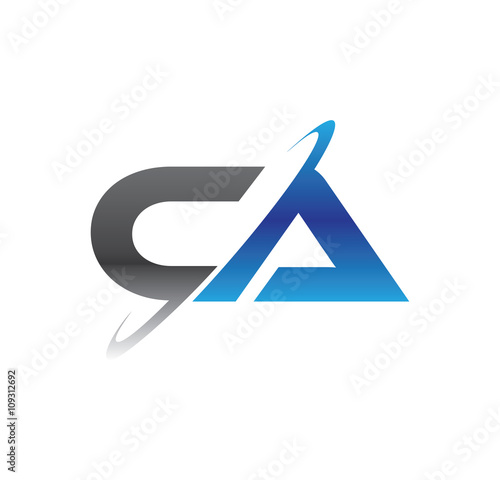 ca initial logo with double swoosh blue and grey