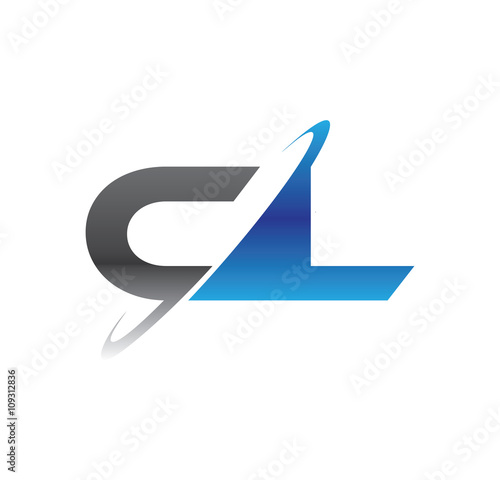 cl initial logo with double swoosh blue and grey