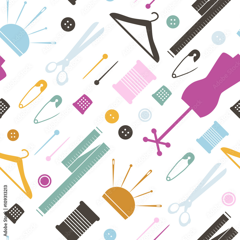 Seamless pattern with sewing items. Vector Illustration Seamless pattern with sewing items. Vector Illustration
