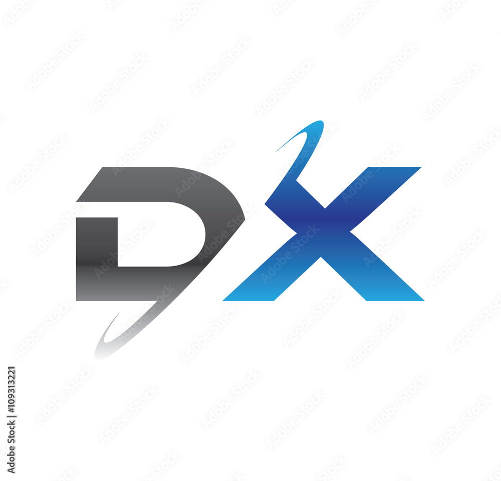dx initial logo with double swoosh blue and grey dx initial logo with double swoosh blue and grey