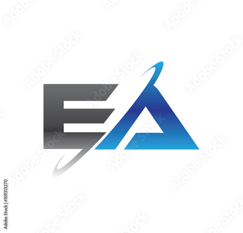 ea initial logo with double swoosh blue and grey