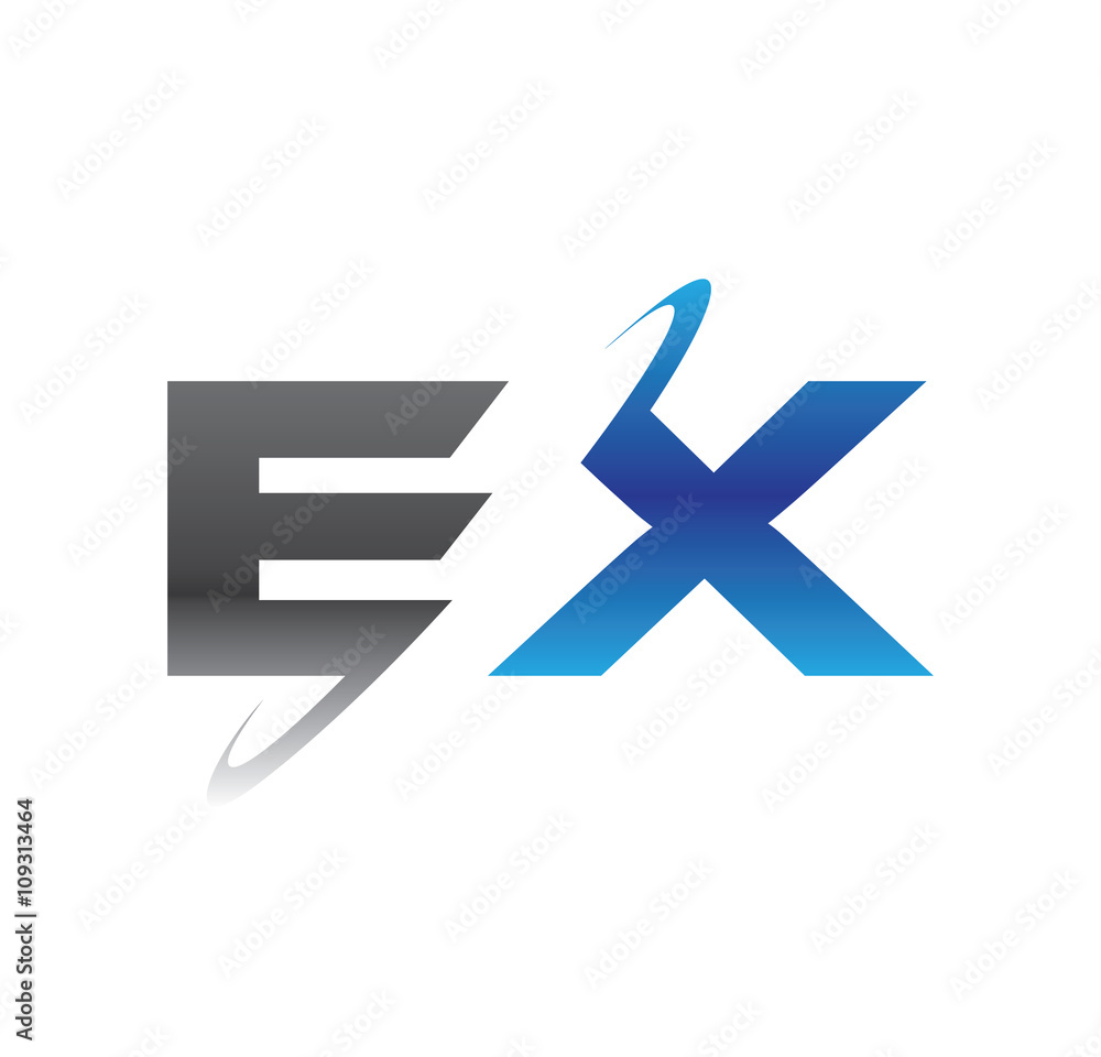 ex initial logo with double swoosh blue and grey ex initial logo with double swoosh blue and grey
