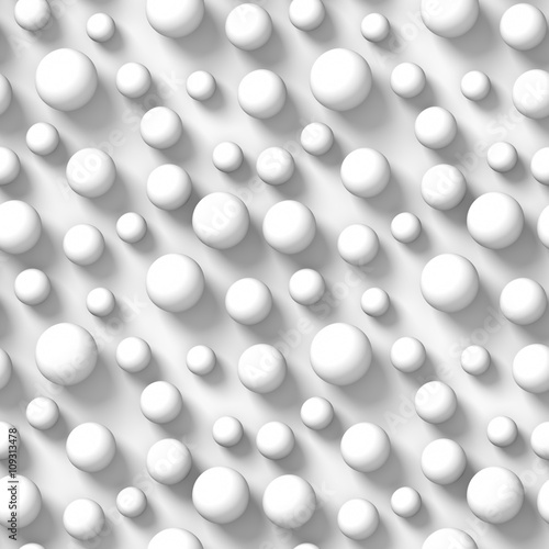 3D Kugeln Tapete - Fototapete seamless background made of spheres in different sizes in shades of white