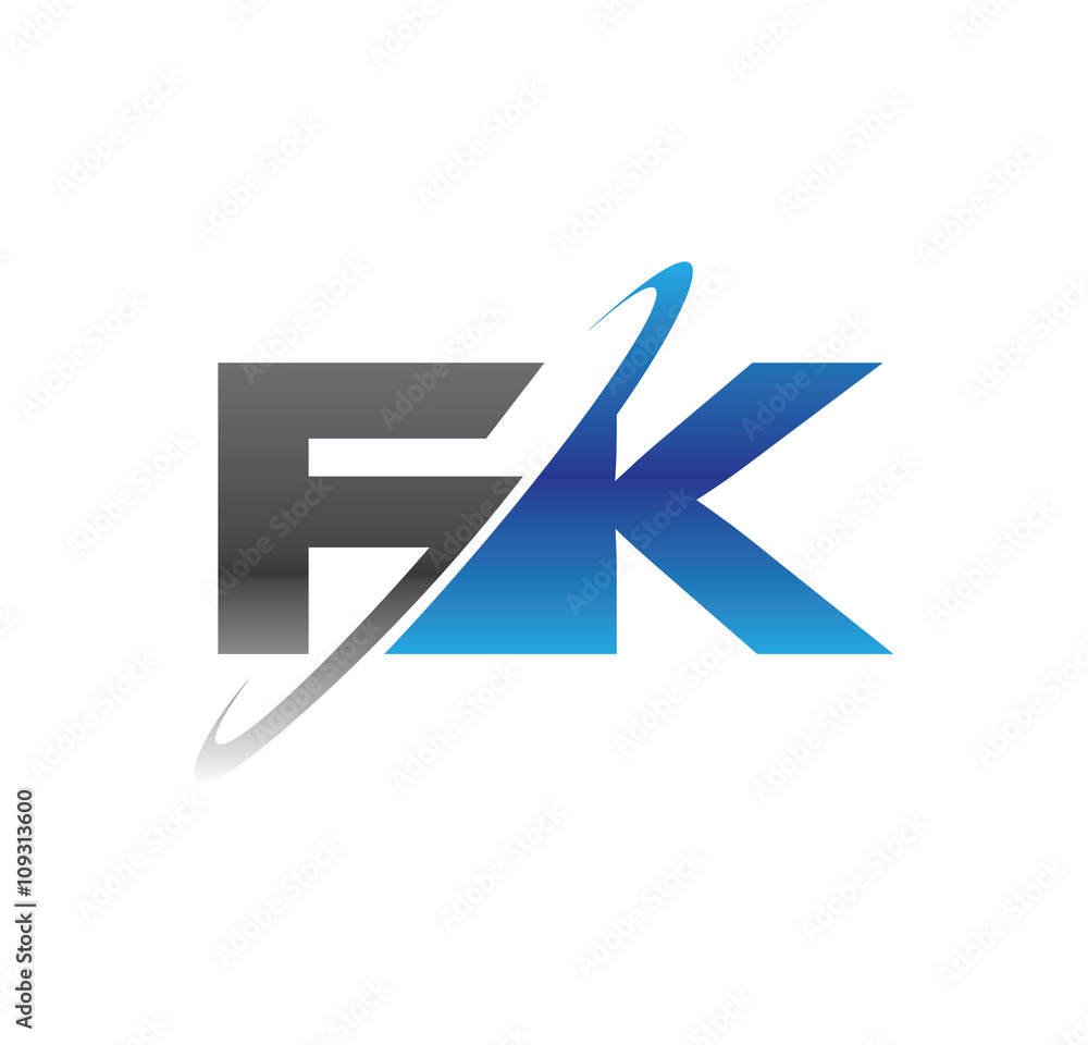 fk initial logo with double swoosh blue and grey fk initial logo with double swoosh blue and grey