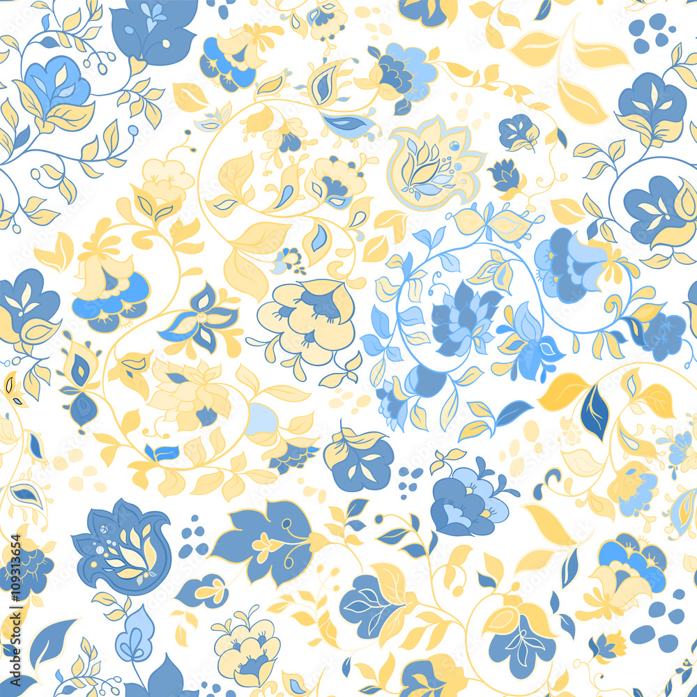 Vector summer doodle seamless pattern. Floral background 