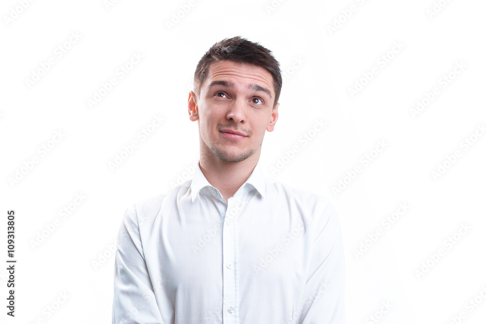 Portrait of man smiling, isolated over a white background Portrait of man smiling, isolated over a white background
