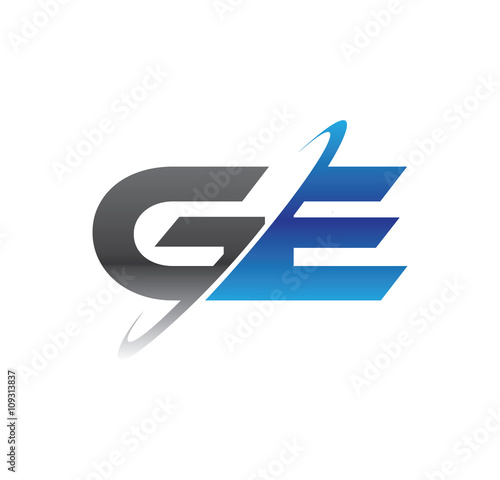 ge initial logo with double swoosh blue and grey