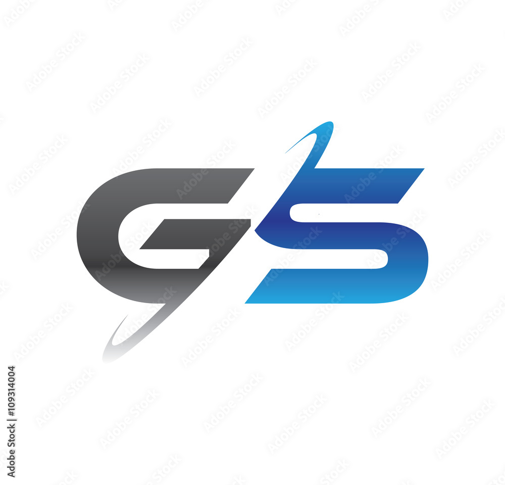 gs initial logo with double swoosh blue and grey gs initial logo with double swoosh blue and grey