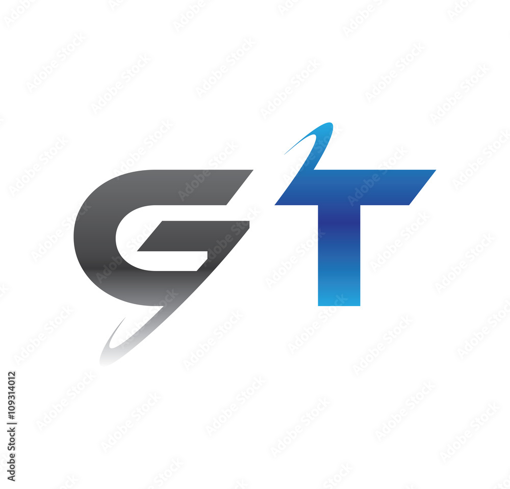 gt initial logo with double swoosh blue and grey gt initial logo with double swoosh blue and grey