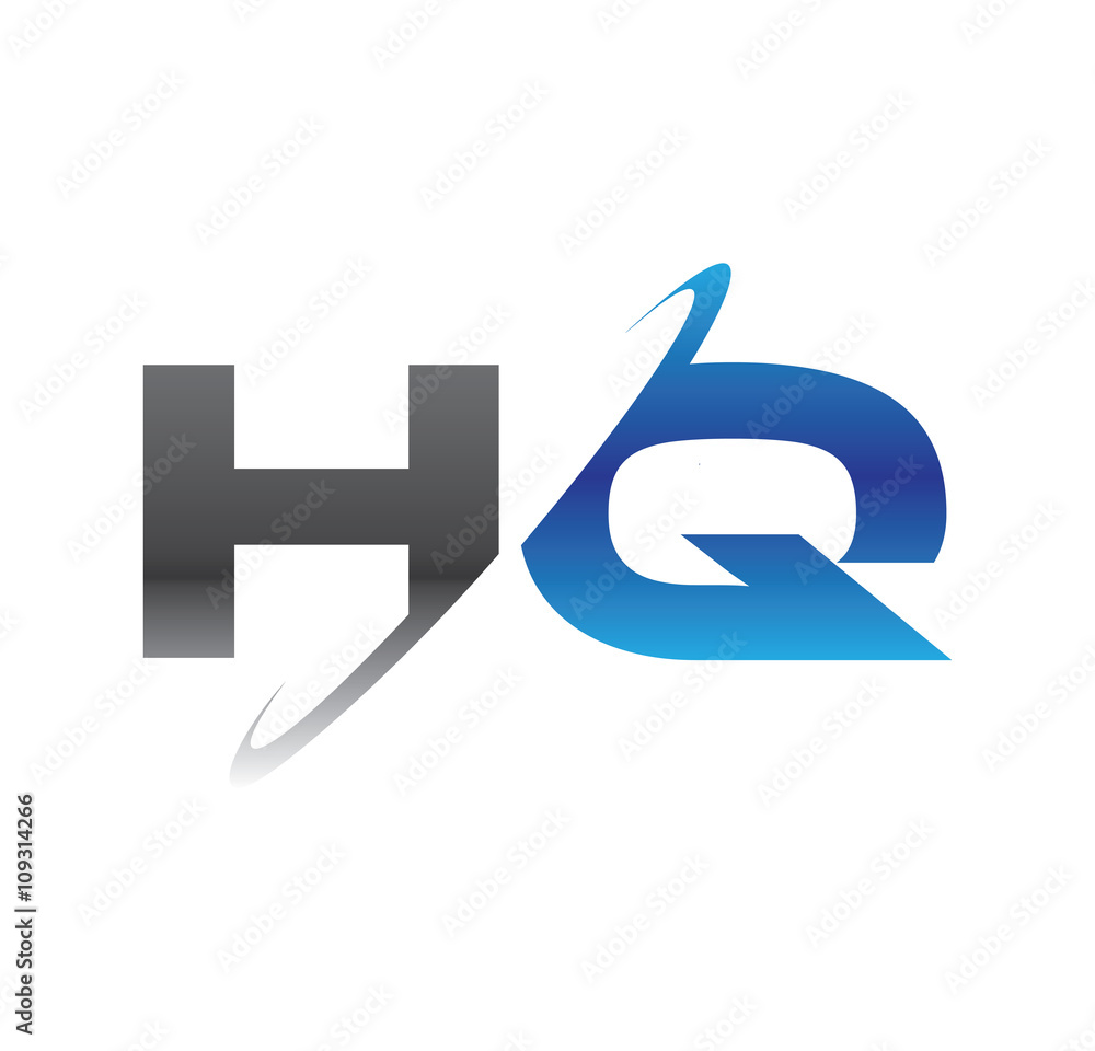 hq initial logo with double swoosh blue and grey hq initial logo with double swoosh blue and grey