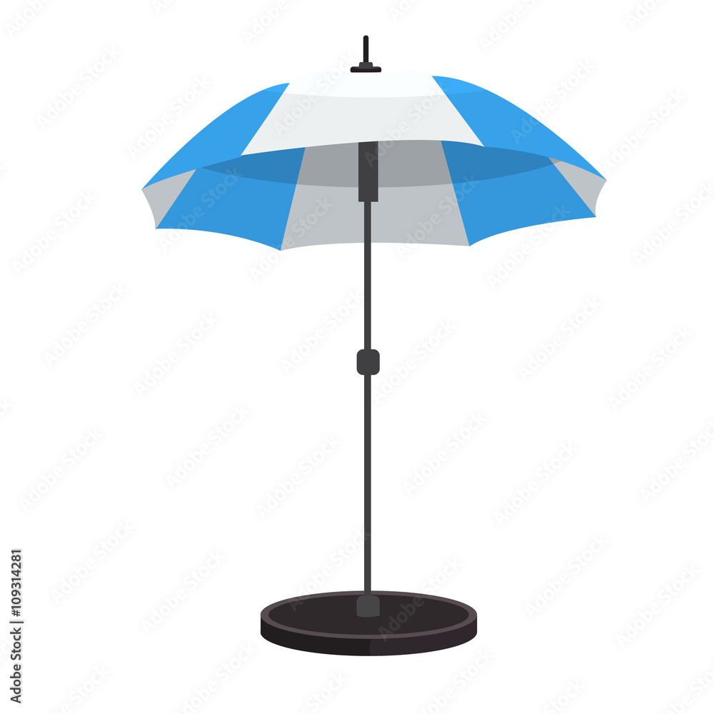 Beach umbrella icon with stand. Flat color design. Beach umbrella icon with stand. Flat color design.