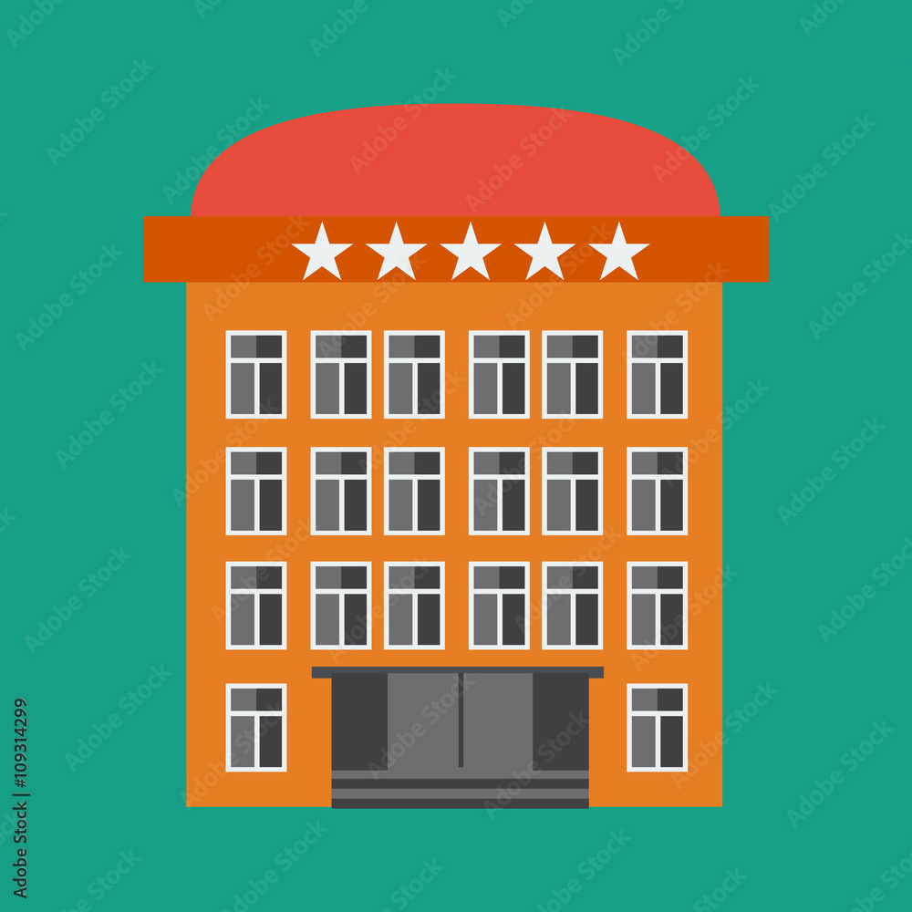 Hotel Building flat Colored Vector Illustration icon