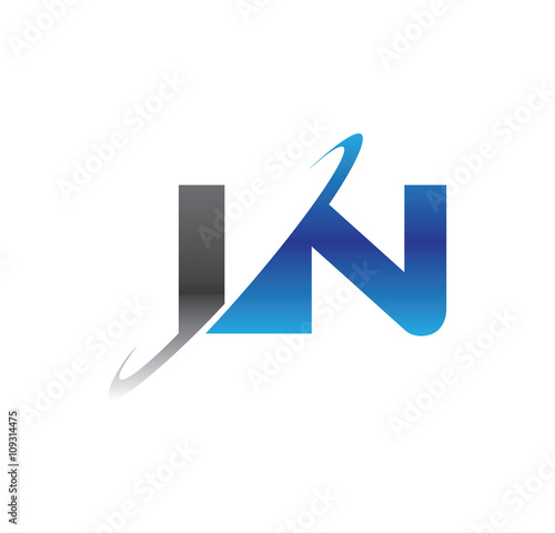 in initial logo with double swoosh blue and grey