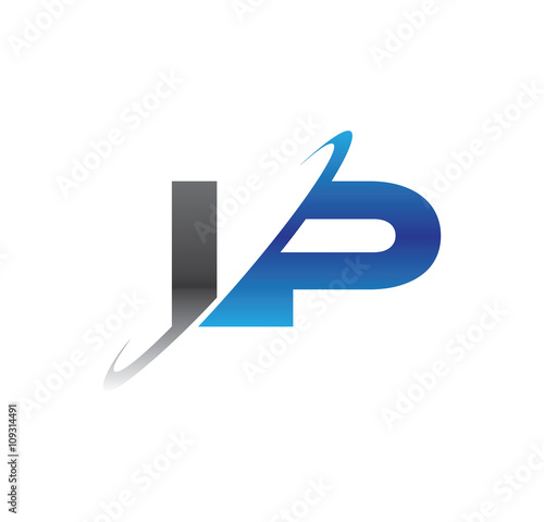 ip initial logo with double swoosh blue and grey