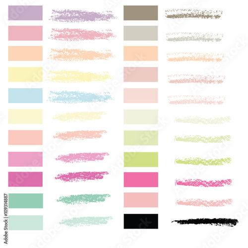 Art brush in chalk pastel 22 colors set vector for use in graphic 