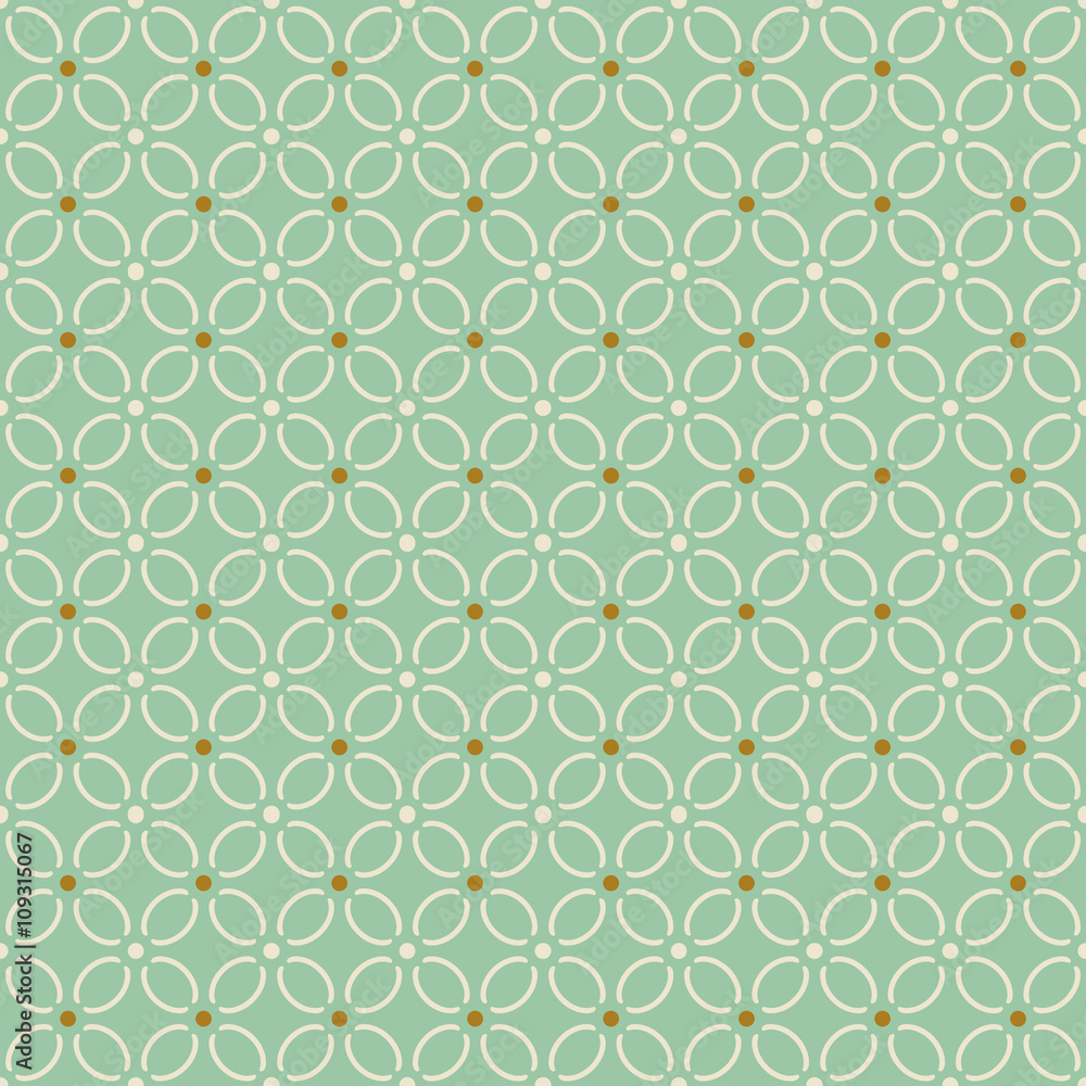 Seamless background image of light green curve cross line flower