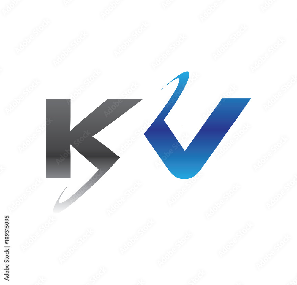 kv initial logo with double swoosh blue and grey kv initial logo with double swoosh blue and grey