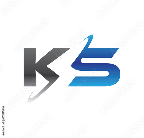 ks initial logo with double swoosh blue and grey