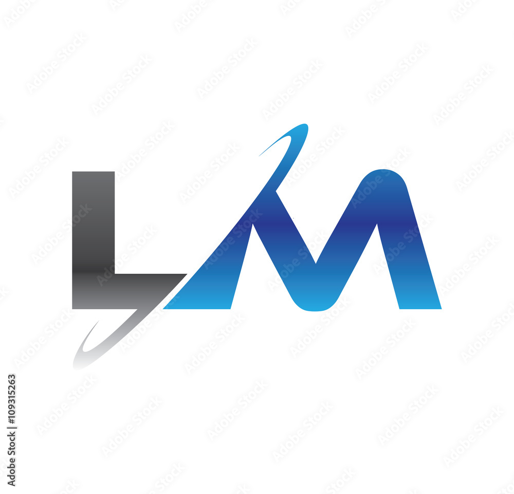lm initial logo with double swoosh blue and grey lm initial logo with double swoosh blue and grey