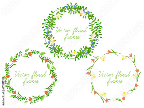 Set of vector floral frame.