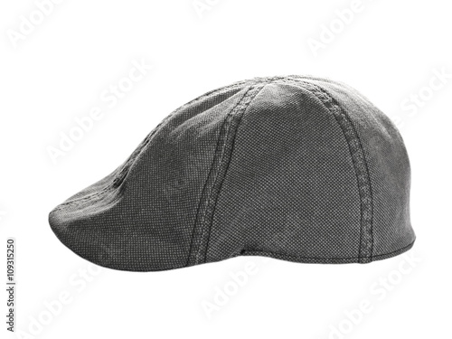 gray flat cap isolated on white background photo