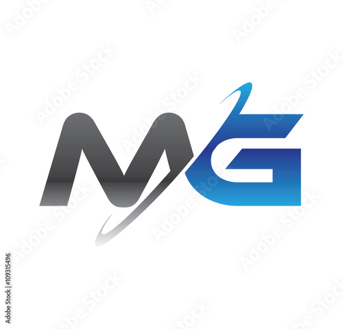 mg initial logo with double swoosh blue and grey