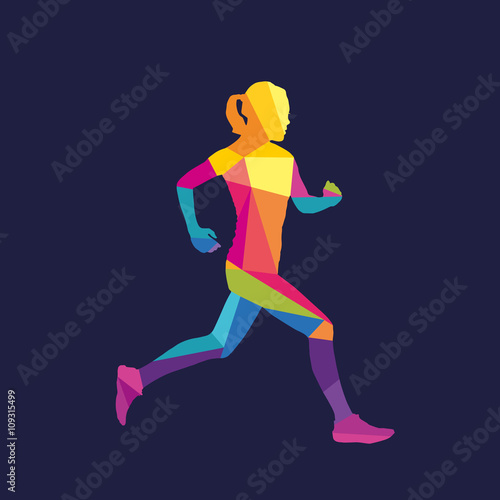 Running woman silhouette logo template