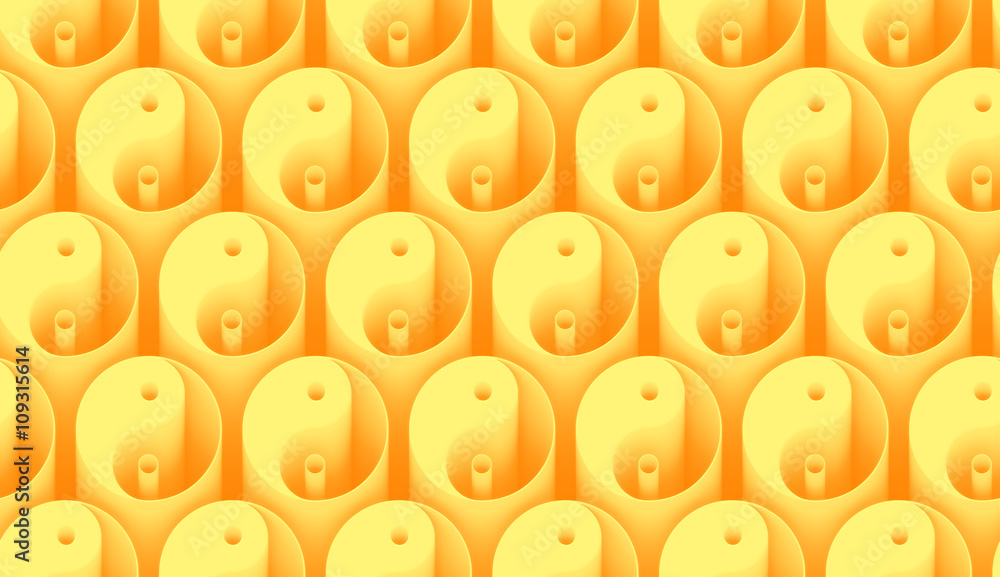 seamless bright yellow 3d background made of yin yang symbols seamless bright yellow 3d background made of yin yang symbols