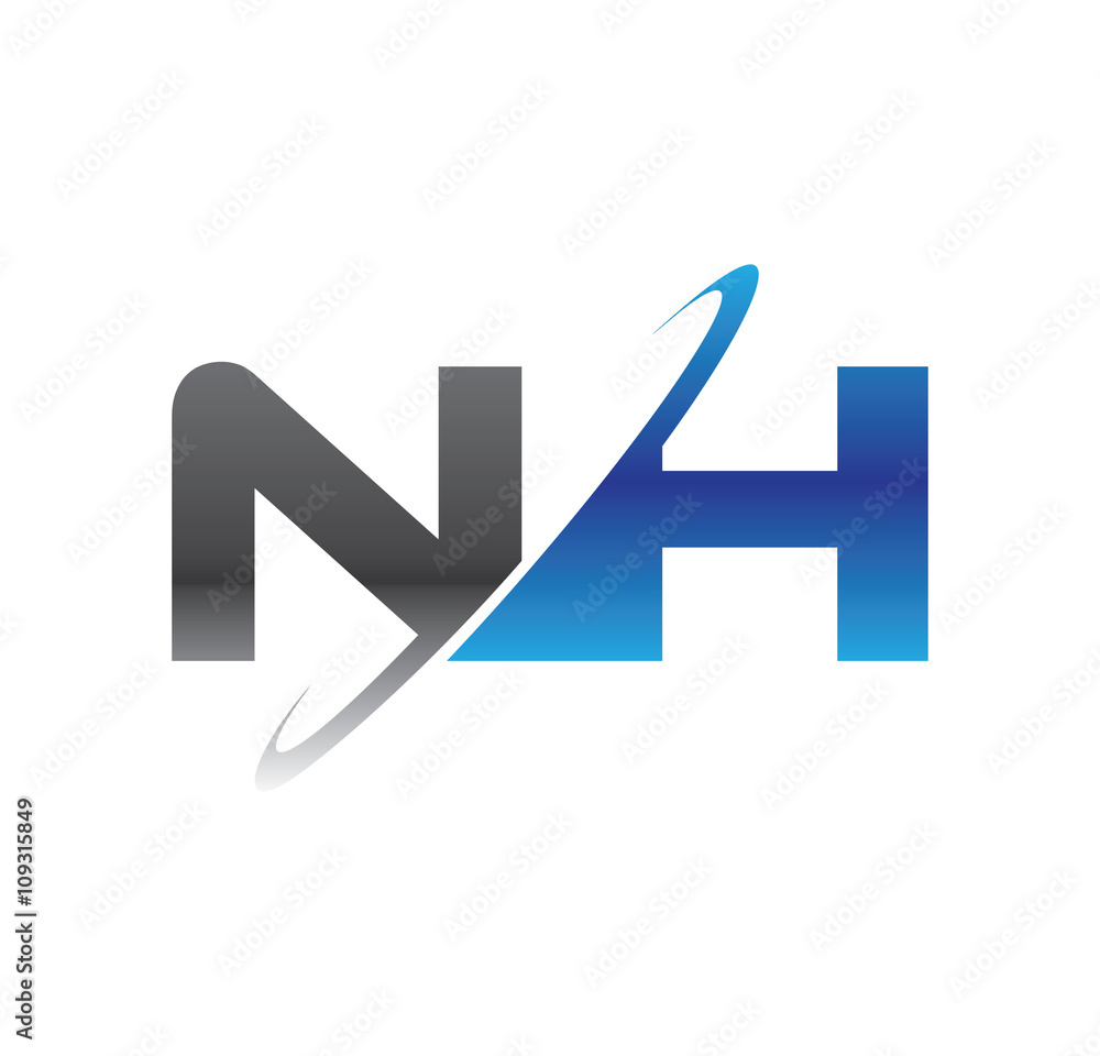 nh initial logo with double swoosh blue and grey nh initial logo with double swoosh blue and grey