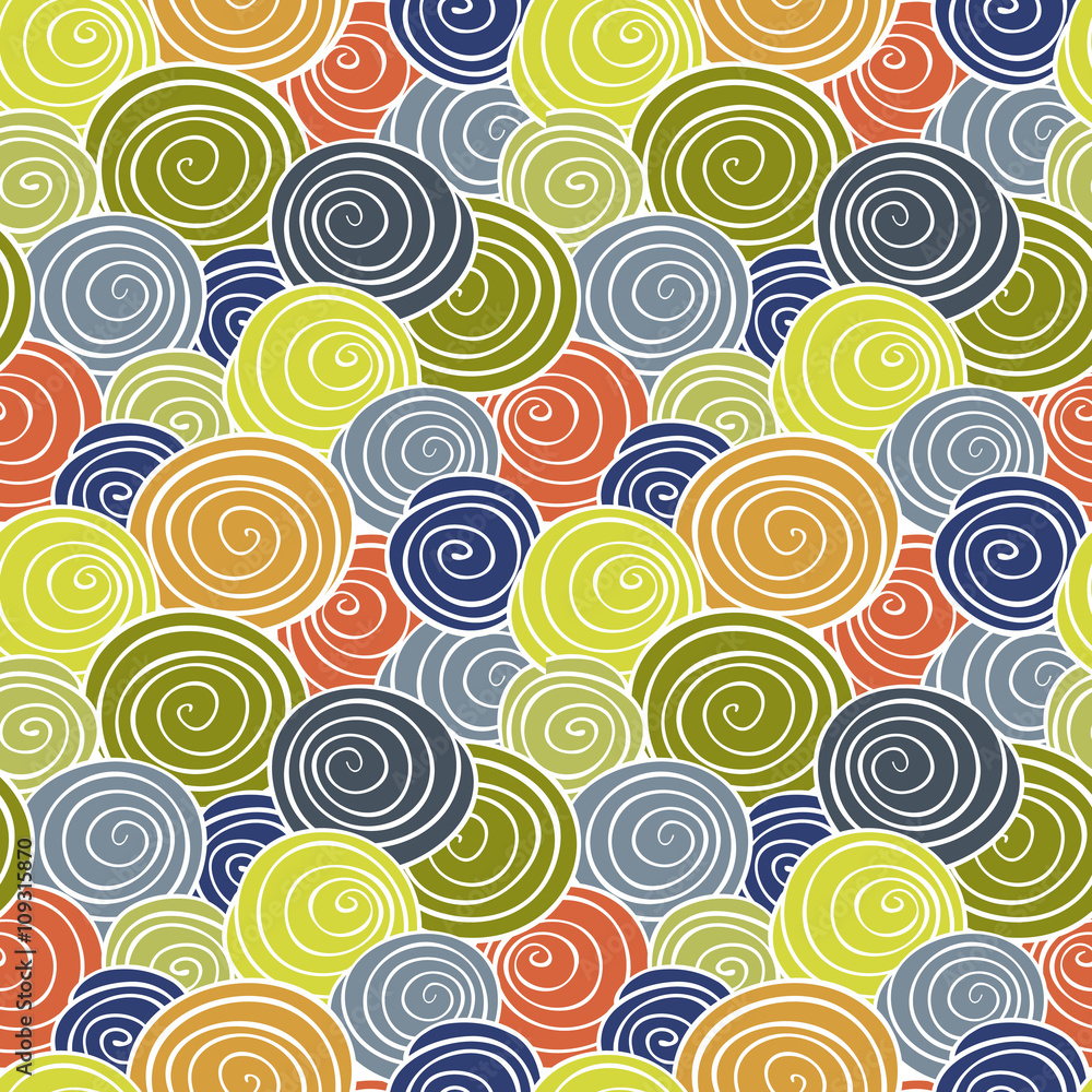 Abstract spiral background. Colorful Vector seamless pattern.