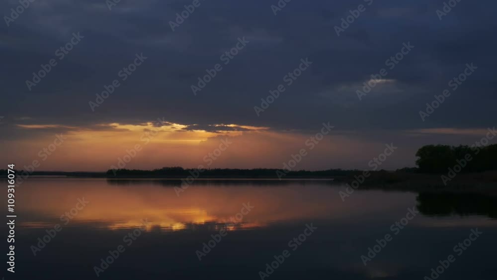 Orange Sunset With Clouds on the River Orange Sunset With Clouds on the River