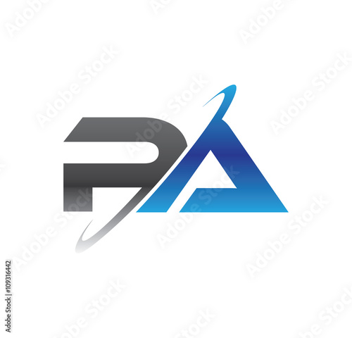 pa initial logo with double swoosh blue and grey
